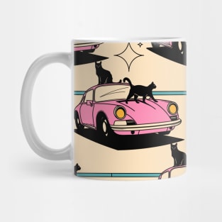 Cool Car Black Cat Pattern in beige Mug